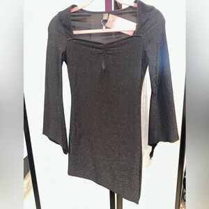 SHEIN black sparkly Bell Sleeve Dress